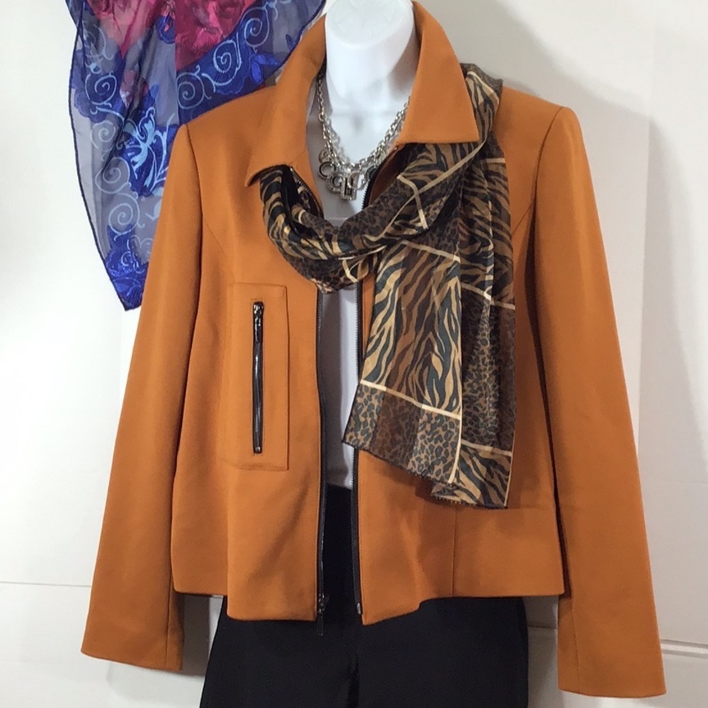Kasper golden brown cropped zip front blazer 12